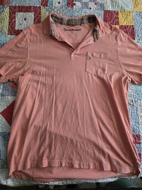 Tailor Vintage Men's Coral Pink Polo with Chest Pocket
